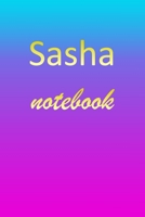 Sasha: Blank Notebook Wide Ruled Lined Paper Notepad Writing Pad Practice Journal Custom Personalized First Name Initial S Blue Purple Gold Taking Class Notes, Homework, Studying School Homeschool & U 1670887472 Book Cover