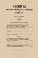 Archives d'Histoire Litteraire Et Doctrinale Du Moyen-Age LXXVII - 2010 2711623289 Book Cover