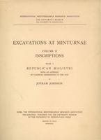 Excavations at Minturnae, II: Inscriptions, Part I, Republican Magistri 0686119061 Book Cover