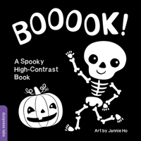 Booook! A Spooky High-Contrast Book: A High-Contrast Board Book that Helps Visual Development in Newborns and Babies While Celebrating Halloween 1728279445 Book Cover