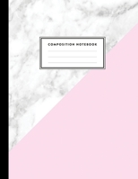 Composition Notebook: White and Grey Marble and Pink - College Ruled Line Pages, Writing Notes Journal for Girls, Kids, School, Students and Teachers (8.5 x 11, 100 pages) 1089173792 Book Cover