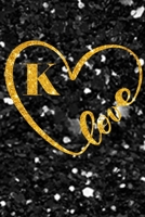 K Monogram Notebook lettre K Notebook journal Gold Confetti Glitter for Women and Girls.: Lined Note Book, Writing Pad, Journal or Diaryfor Kids, Girls & Women - 110 Pages - Size 6x9 1661974694 Book Cover