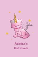 Adeline's Notebook: Cute Caticorn Personalized Name Notebook for Girls (Magical Cat Unicorn Journal for Kids)( 6 x 9 - 120 Blank Lined Pages ) Matte Finish 1661655394 Book Cover