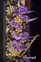 J Journal: Gold and Purple Floral Monogram Initial J Notebook for Women and Girls 1709499613 Book Cover