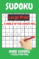 Sudoku Large Print Hard 1 Puzzle Per Page: Hard sudoku Large print created by experts for experts. Hard sudoku puzzles for adults large print in a compact book. Easy on the EYES hard on the brain. B0948JWTBB Book Cover