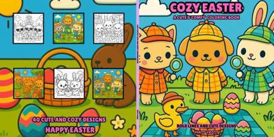 COZY EASTER A CUTE AND COMFY COLORING BOOK FOR ADULTS AND KIDS OF ALL AGES: BOLD LINED KAWAII ANIMAL DESIGNS MADE SIMPLE FOR FUN AND EASY STRESS-FREE COLORING B0GKD1NMWG Book Cover