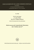 Relativmessung der longitudinalen Polarisation der β-Teilchen des Eu152 3663066703 Book Cover