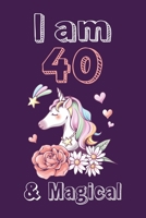 I am 40 & Magical Sketchbook: Birthday Gift for Girls, Sketchbook for Unicorn Lovers 1658718453 Book Cover