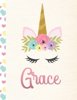 Grace: Personalized Unicorn Primary Handwriting Notebook For Girls With Pink Name Dotted Midline Handwriting Practice Paper Kindergarten to Early Childhood Grades K-2 Composition School Exercise Book 1695449487 Book Cover