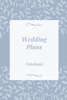 Wedding Plans Notebook: Blue & white leaf wedding lined paperback jotter 1691034347 Book Cover