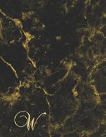 W: College Ruled Monogrammed Gold Black Marble Large Notebook 1097858286 Book Cover