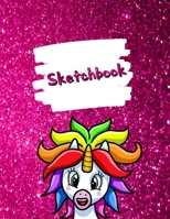 Sketchbook: Little Unicorn Pink Book, Sparkly Unicorn Pink Glitter Effect Background: Large Blank Sketchbook / 110 Pages / 8.5" x 11" / For Kids Drawing, Sketching & Crayon Coloring 1658759044 Book Cover