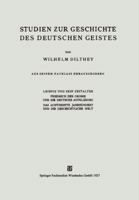 Studien Zur Geschichte Des Deutschen Geistes 3663152413 Book Cover