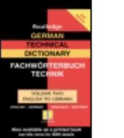 German Technical Dictionary (Volume 2) 0415335876 Book Cover