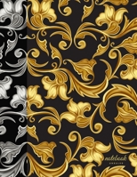 Unruled Notebook: Ornamental Black & Gold Soft Cover Large (8.5 x 11 inches) Letter Size 100 Unlined Pages Unlined Glamour Notes 1710797819 Book Cover