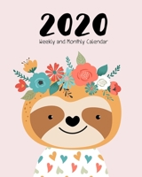 2020 Weekly & Monthly Planner: January through December Dated - cute pastel pink sloth 1676666974 Book Cover