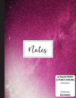 Notes: Low Vision Notebook 0.75 Inch LV Ruled Paper Full Size Bold Large Print Lined Page Numbers Red Violet Lipstick Cover 1703774965 Book Cover