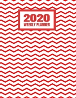 2020 Weekly Planner: January 2020 - December 2020 Calendar Agenda And Daily Schedule - Cool Red And White Chevron Zig Zag Pattern (8.5x11) 1708133232 Book Cover