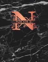 Nicole: Personalized Journal Notebook for Women or Girls. Monogram Initial N with Name. Black Marble & Rose Gold Cover. 8.5" X 11" 110 Pages Lined Journal Paper 1798406810 Book Cover