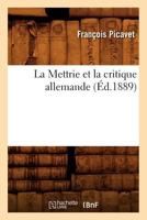 La Mettrie Et La Critique Allemande 2012682383 Book Cover