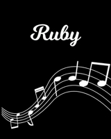 Ruby: Sheet Music Note Manuscript Notebook Paper Personalized Custom First Name Initial R Musician Composer Instrument Composition Book 12 Staves a Page Staff Line Notepad Notation Guide Create Compos 1704086698 Book Cover