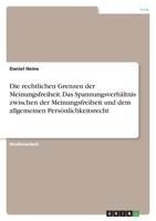 Die rechtlichen Grenzen der Meinungsfreiheit. Das Spannungsverhältnis zwischen der Meinungsfreiheit und dem allgemeinen Persönlichkeitsrecht 3346787532 Book Cover