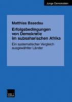 Erfolgsbedingungen Von Demokratie Im Subsaharischen Afrika: Ein Systematischer Vergleich Ausgewahlter Lander 3810038202 Book Cover