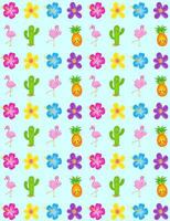 Cactus Pineapple Flamingo Composition Notebook: Wide Ruled (7.44 x 9.69) Cute Pattern with Kawaii Characters and Tropical Flowers Print Blue Background 1726185710 Book Cover