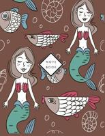 Notebook: Mermaids on brown cover and Dot Graph Line Sketch pages, Extra large (8.5 x 11) inches, 110 pages, White paper, Sketch, Draw and Paint 1719205906 Book Cover