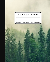 Composition: Coniferous Tree Landscape Notebook Wide Ruled at 7.5 x 9.25 Inches - 100 Pages - Back To School For Students and Teachers 1088806813 Book Cover