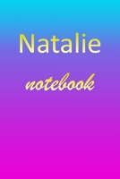 Natalie: Blank Notebook Wide Ruled Lined Paper Notepad Writing Pad Practice Journal Custom Personalized First Name Initial N Blue Purple Gold Taking Class Notes, Homework, Studying School Homeschool & 1670868486 Book Cover