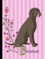 Notebook: Weimaraner Dog Pink Flowers School Composition Notebook 100 Pages Wide Ruled Lined Paper 1696127653 Book Cover