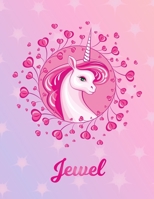 Jewel: Unicorn Sheet Music Note Manuscript Notebook Paper - Magical Horse Personalized Letter J Initial Custom First Name Cover - Musician Composer Instrument Composition Book - 12 Staves a Page Staff 1705654274 Book Cover