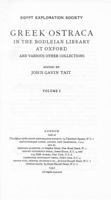 Greek Ostraca in the Bodleian Library at Oxford and Various Other Collections 0856980382 Book Cover