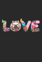 Love: Niedlicher Mops Hundebesitzer Welpe Blume Schmetterling Blume Blume Notizbuch liniert DIN A5 - 120 Seiten f�r Notizen, Zeichnungen, Formeln Organizer Schreibheft Planer Tagebuch 1673965776 Book Cover
