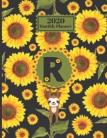2020 Monthly Planner: Smiling Sloth Sunflowers Personalized Monogram Initial R Letter R Appointment Calendar Organizer And Journal For Writing 1710268816 Book Cover