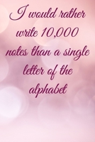 I would rather write 10,000 no single letter of the alphabet: Lined Notebook / Journal Gift, 100 Pages, 6x9, Soft Cover, Matte Finish Inspirational Quotes Journal, Notebook, Diary, Composition Book 1676674950 Book Cover