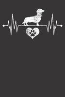 Notebook: College Ruled 6x9 120 Pages Wiener Dachshund Heartbeat Heartline Paw Heart Lover 1081969091 Book Cover