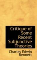Critique of Some Recent Subjunctive Theories 111325047X Book Cover