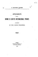 Applicabilit� delle norme di diritto internazionale privato 1532901895 Book Cover