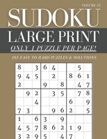 Sudoku Large Print - Only 1 Puzzle Per Page! - 101 Easy to Hard Puzzles & Solutions Volume 12: Sudoku Puzzles for Adults B0918316QS Book Cover