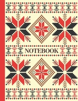 Notebook: Ruled pages - 8.5 x 11 inches - 100 pages - My Fallahi Cross Stitch Embroidery Pattern (RED & CREAM) 1677303735 Book Cover