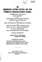 de Nominibus Latinis Suffixi -No-Ope Formatis Observationes Variae 1530144388 Book Cover