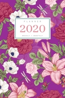 Planner 2020 Weekly Monthly: 6x9 Full Year Notebook Organizer Small 12 Months - Jan to Dec 2020 Vintage Flower Dragonfly Design Purple 1698970730 Book Cover