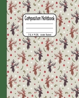 Composition Notebook: 7.5x9.25 Wide Ruled | Christmas Reindeers, brown and beige 1678531693 Book Cover