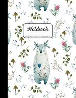 Notebook College Ruled 8.5 x 11 in / 21.59 x 27.94 cm: Composition Book, Woodland Deer Drinking Coffee or Tea Floral Cover, C857 1077288700 Book Cover