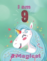 Unicorn SketchBook: I Am 9 & Magical With Unicorn Inside More Space for Sketching and Drawing and Writing Journal for Kids and Girls Marble Size 8.5in x 11in with 110 Pages 165436455X Book Cover