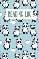 Reading Log: Easy to Use Layout for Kids of All Ages to Chart Summer and School Book Progress Cute Panda Bear Pattern in Blue 1073383326 Book Cover