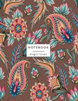 Notebook magic lover: Flower on brown and Dot Graph Line Sketch pages, Extra large (8.5 x 11) inches, 110 pages, White paper, Sketch, Draw and Paint 1719197474 Book Cover