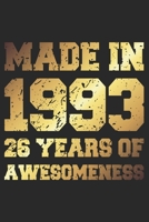 26 Years Of Awesomeness: Blank Lined Journal, Golden, Happy 26th Birthday Notebook, Diary, Logbook, Perfect Gift For 26 Year Old Boys And Girls 1700619799 Book Cover